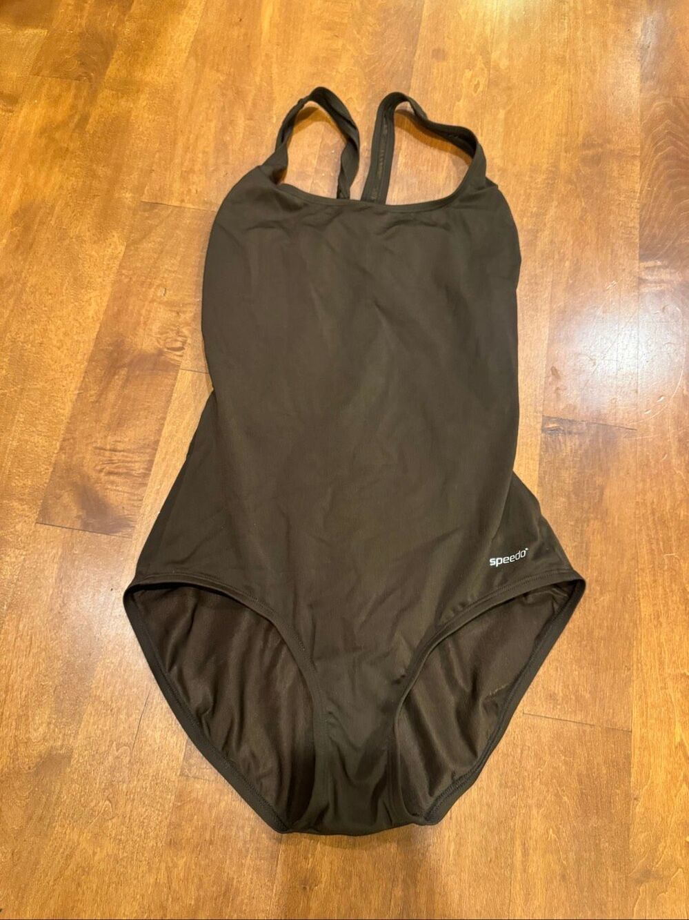 Speedo Women’s Size 8 Brown One Piece Swimsuit Crossback Built-In Bra